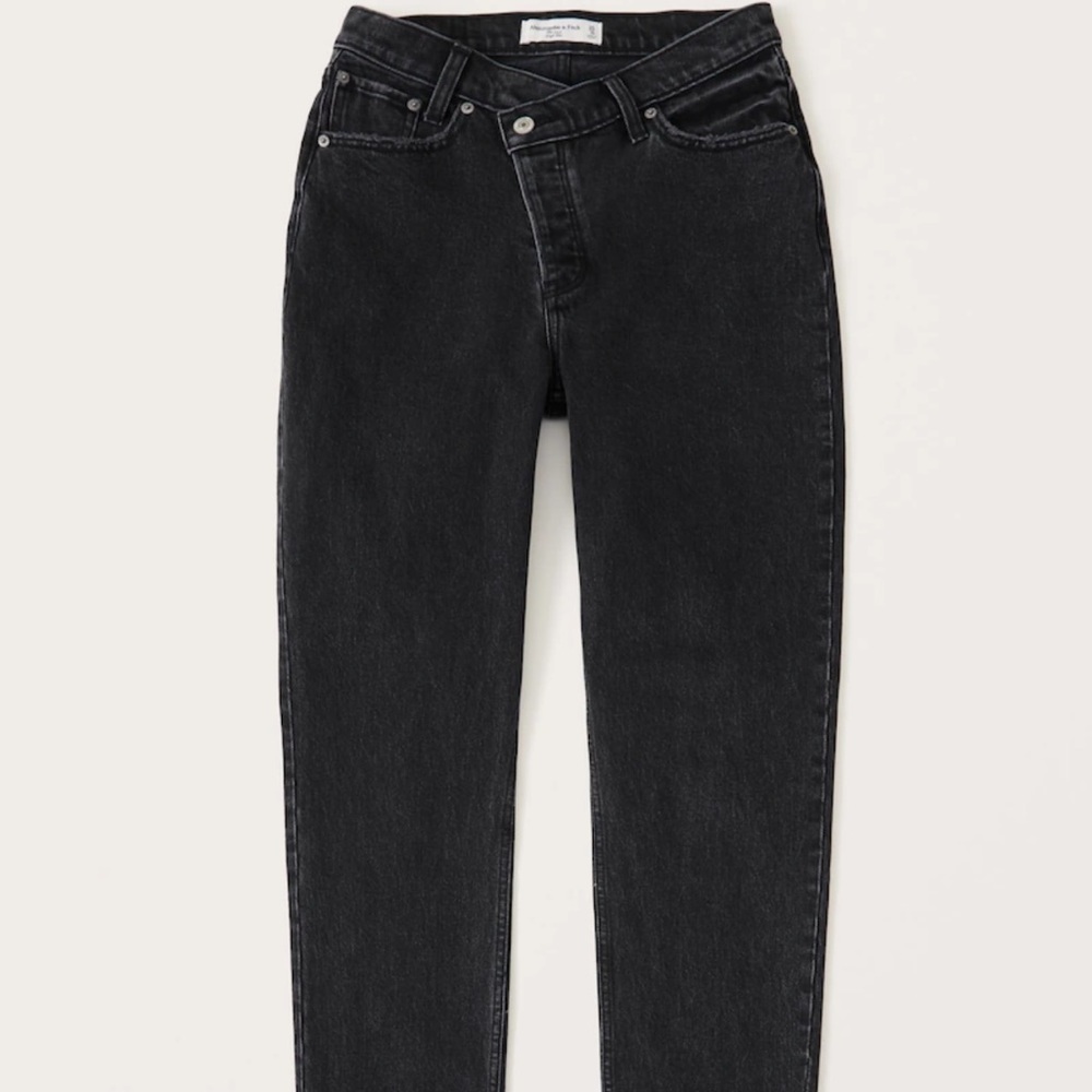 ABERCROMBIE AND FITCH ASYMMETRIC CRISSCROSS CURVE LOVE THE DAD HIGH RISE (FIRM) - Picture 8 of 10